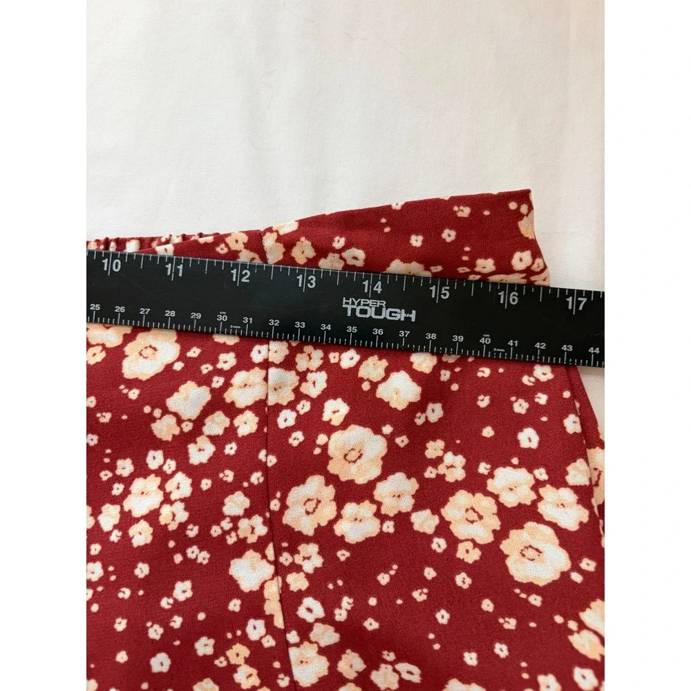 LC Lauren Conrad Floral 2 Piece Set Burgundy‎ Red Top and Skirt Med Large Ditsy